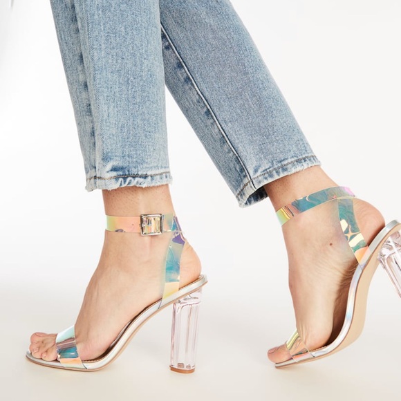NIB New Hanna Transparent Iridescent Heeled Sandals - Picture 14 of 15